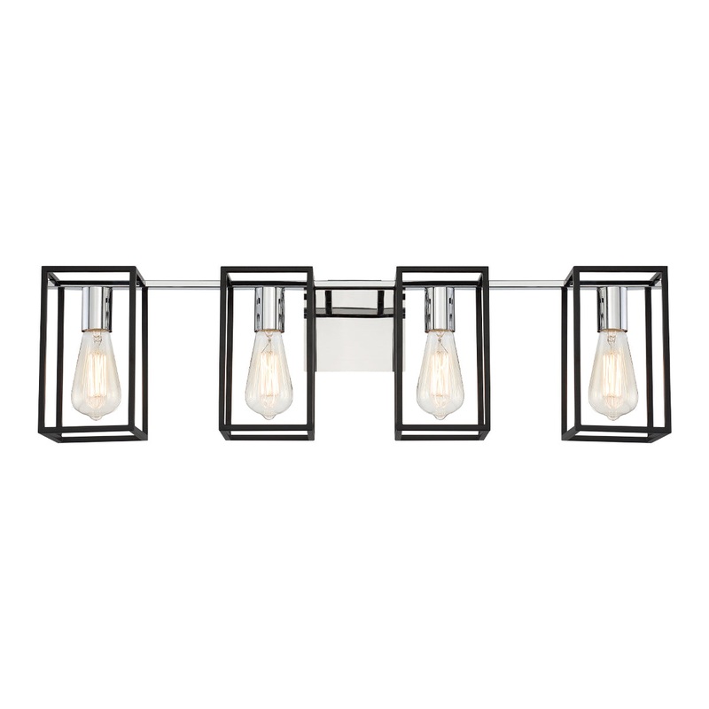 Stafford Four Light Bathbar in Chrome/Black