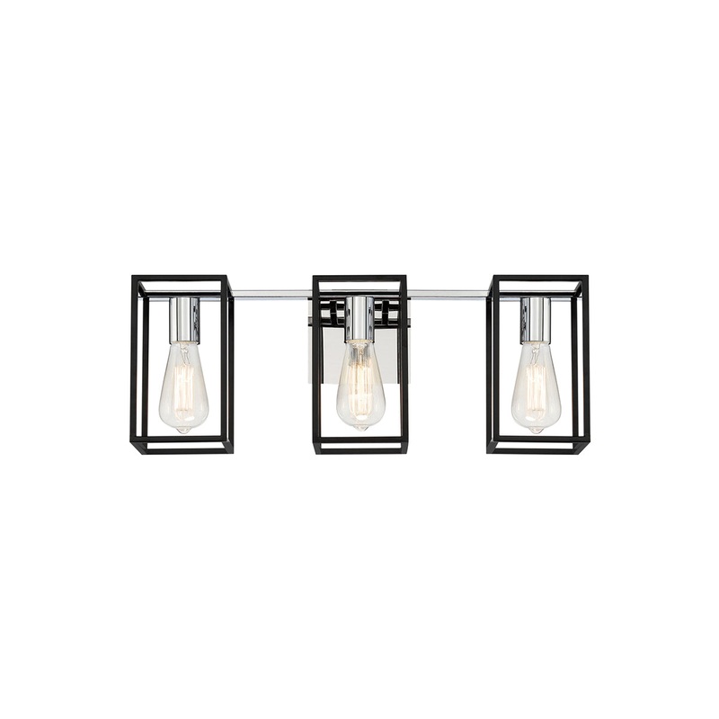Stafford Three Light Bathbar in Chrome/Black