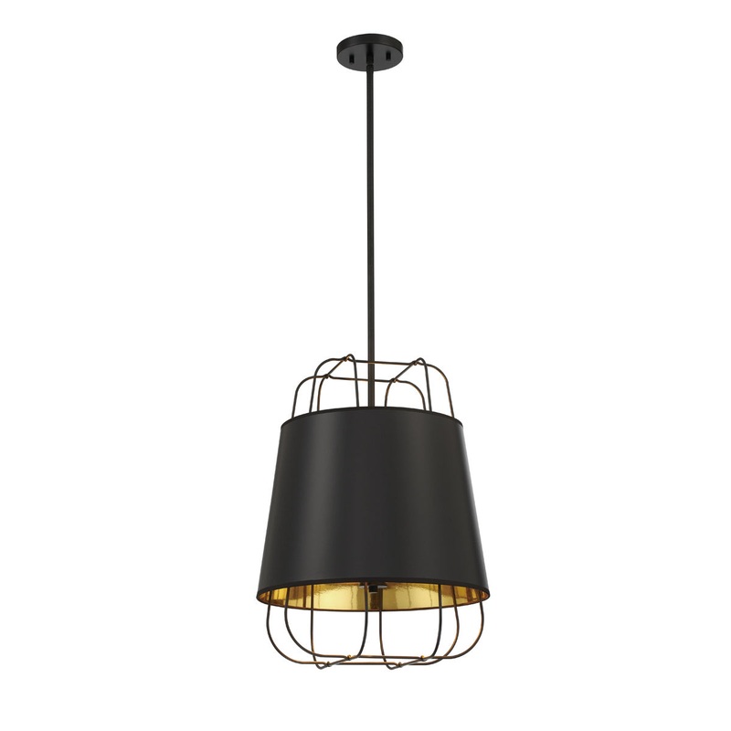 Tura Three Light Pendant in Black
