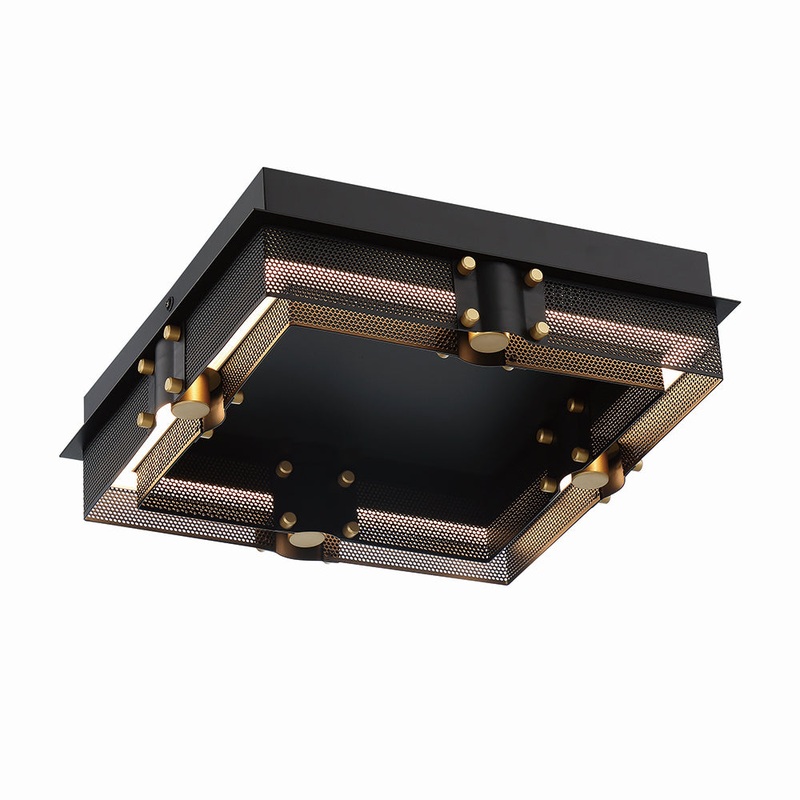 Admiral LED Outdoor Flushmount in Black/Gold
