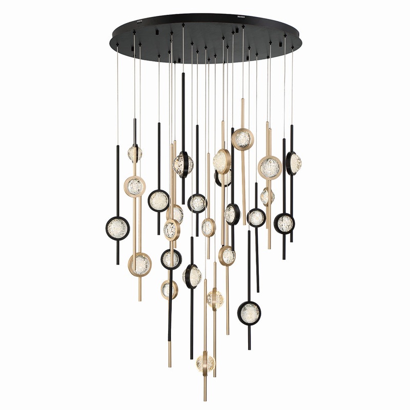 Barletta LED Chandelier in Mixed Black / Brass