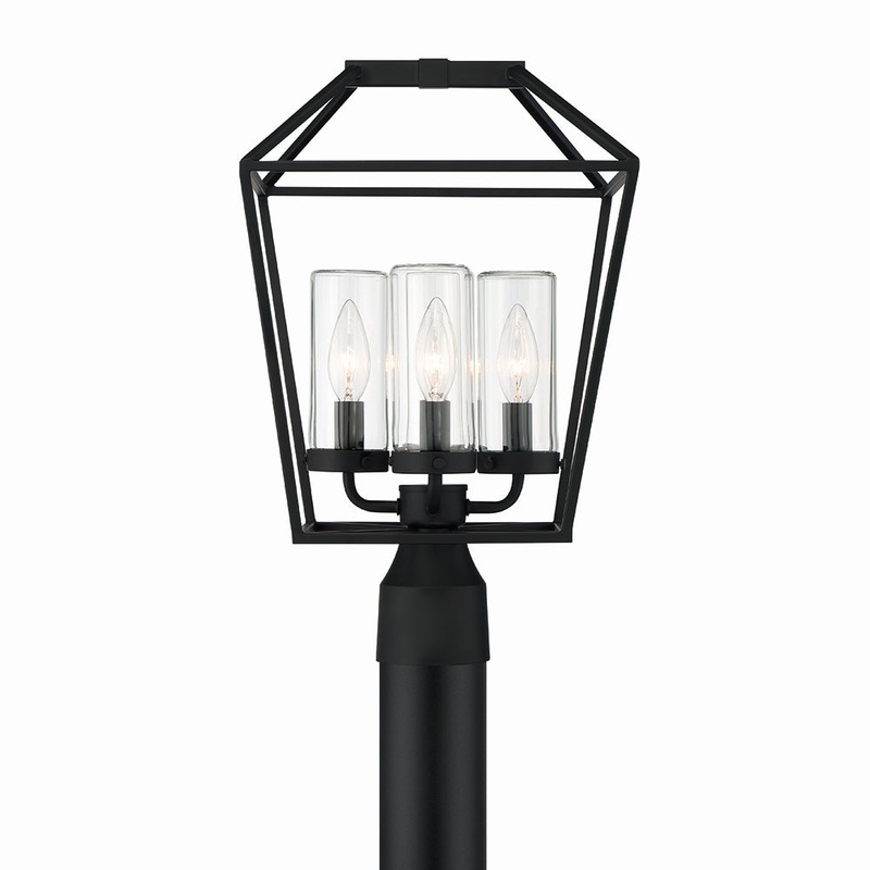 Bastille Four Light Outdoor Post Mount in Satin Black