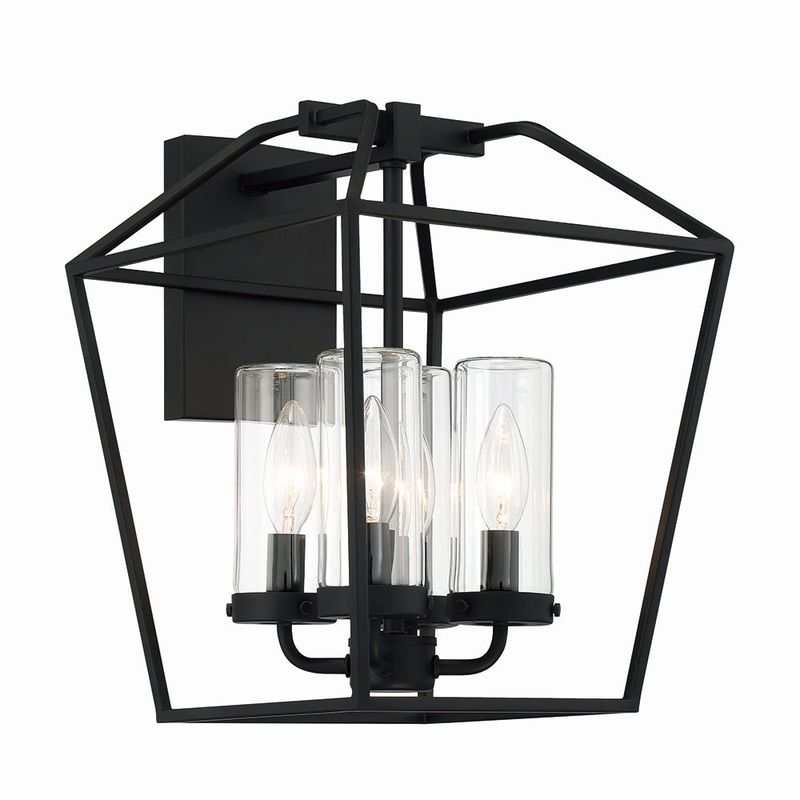 Bastille Four Light Outdoor Wall Sconce in Satin Black