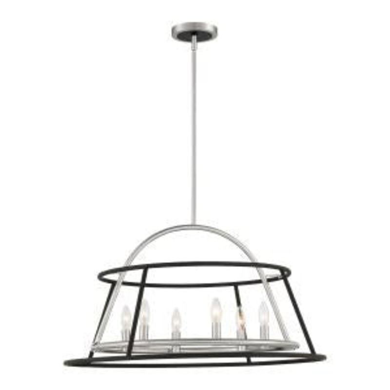 Campana Six Light Chandelier in Satin Nickel