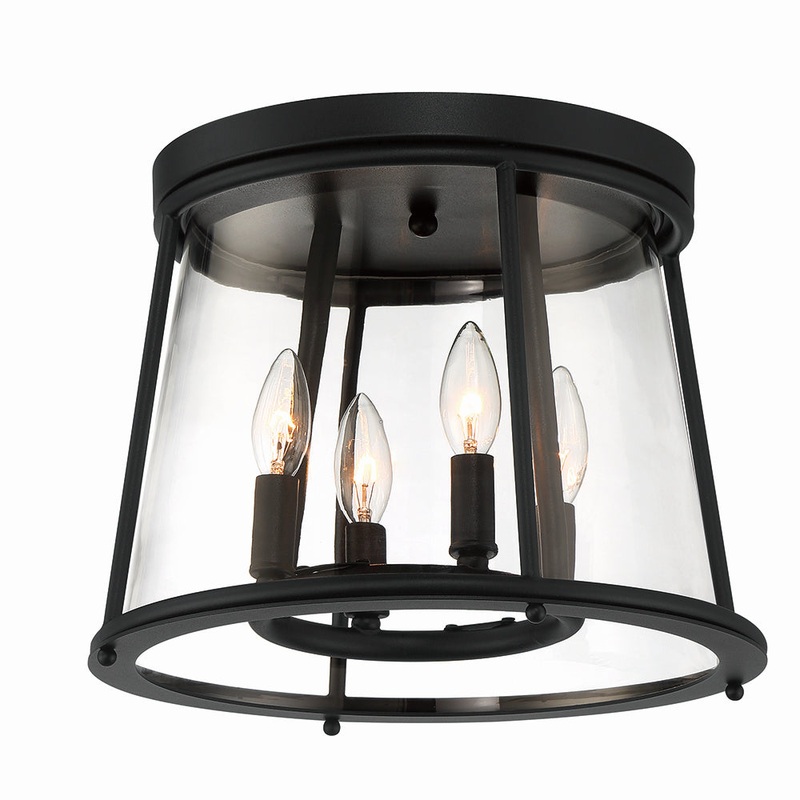 Daulle Four Light Outdoor Flushmount in Satin Black