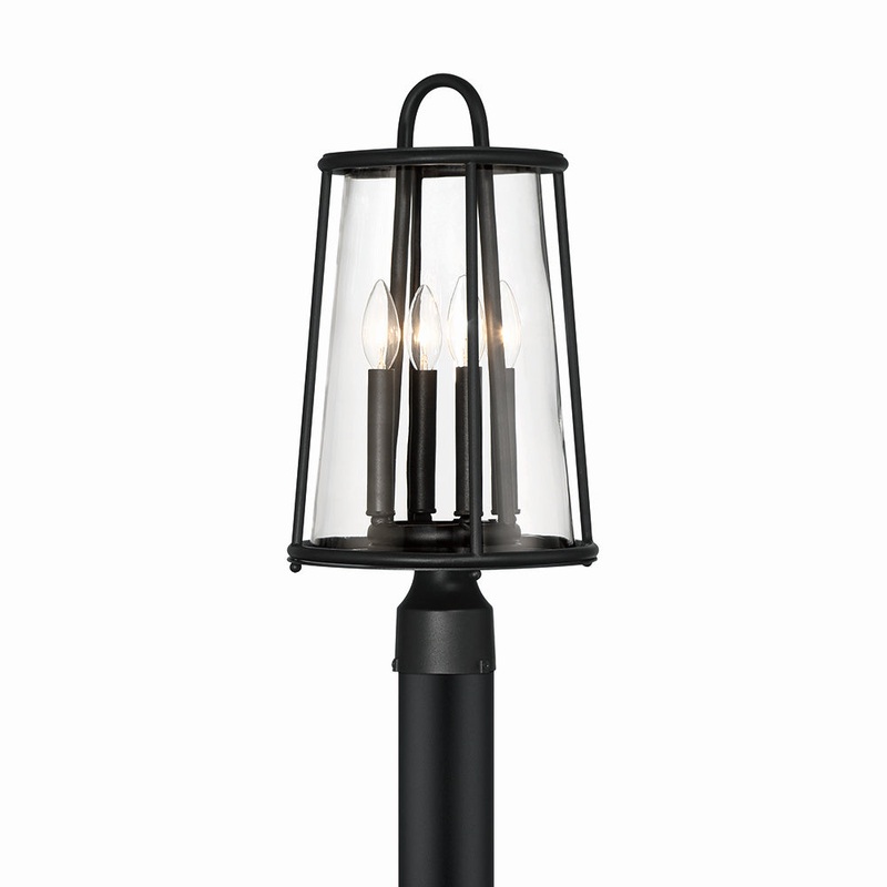 Daulle Four Light Outdoor Post Mount in Satin Black