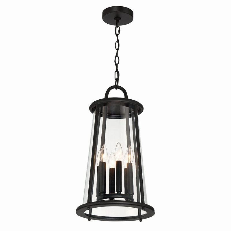 Daulle Six Light Outdoor Pendant in Satin Black