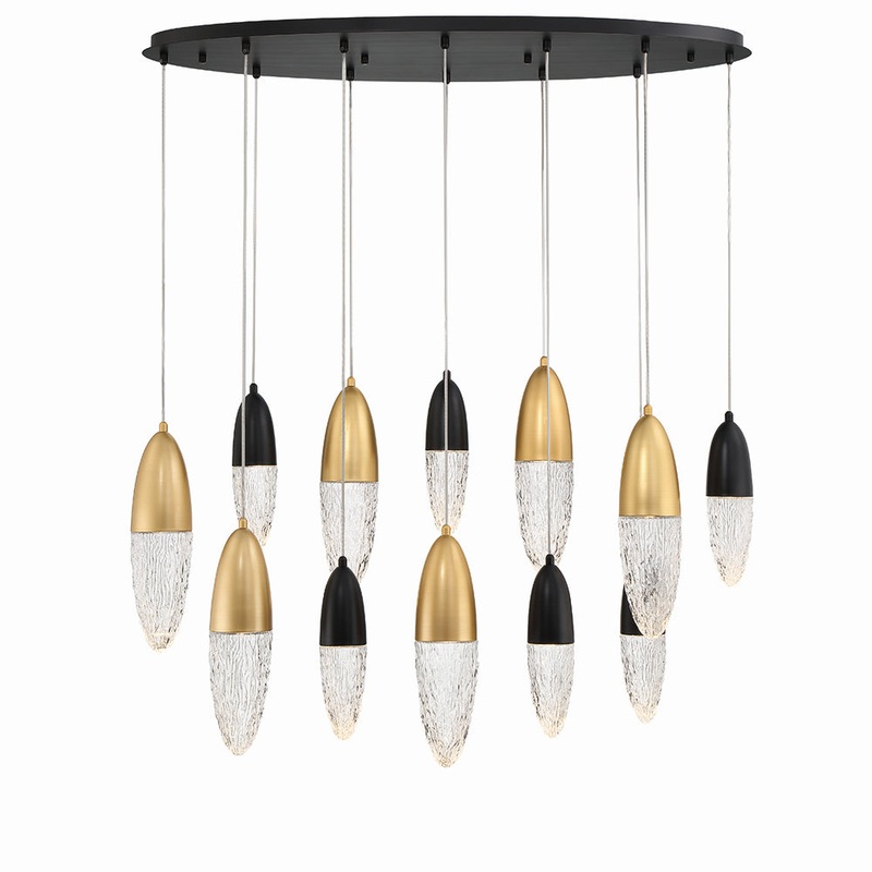 Ecrou 20 Light Chandelier in Mixed Black / Brass