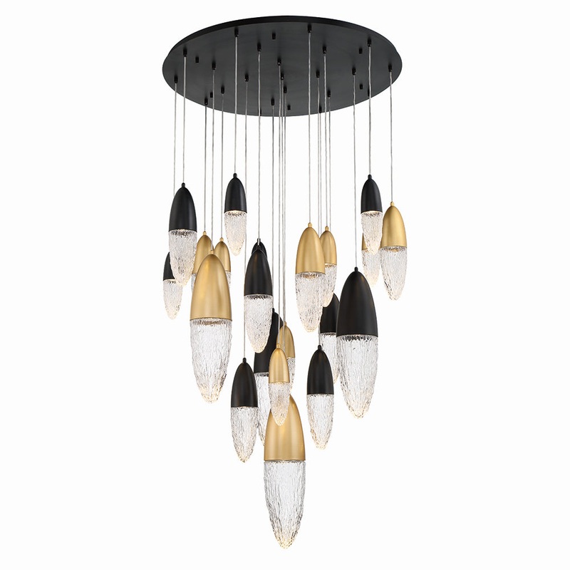 Ecrou 22 Light Chandelier in Mixed Black / Brass