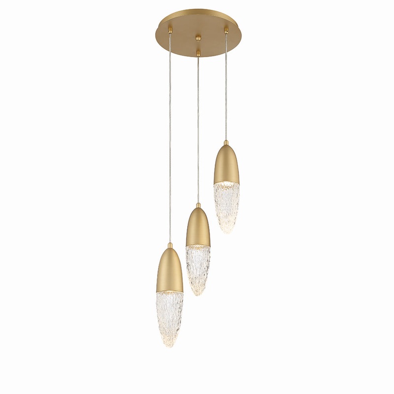 Ecrou Three Light Chandelier in Gold