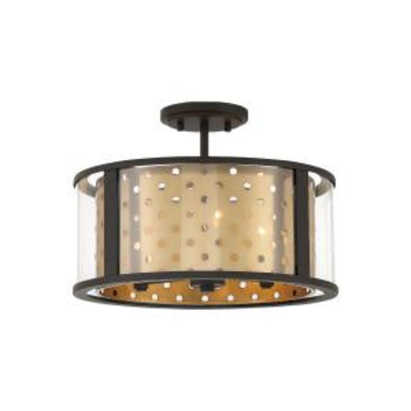 Grado Three Light Semi-Flush Mount in Gold