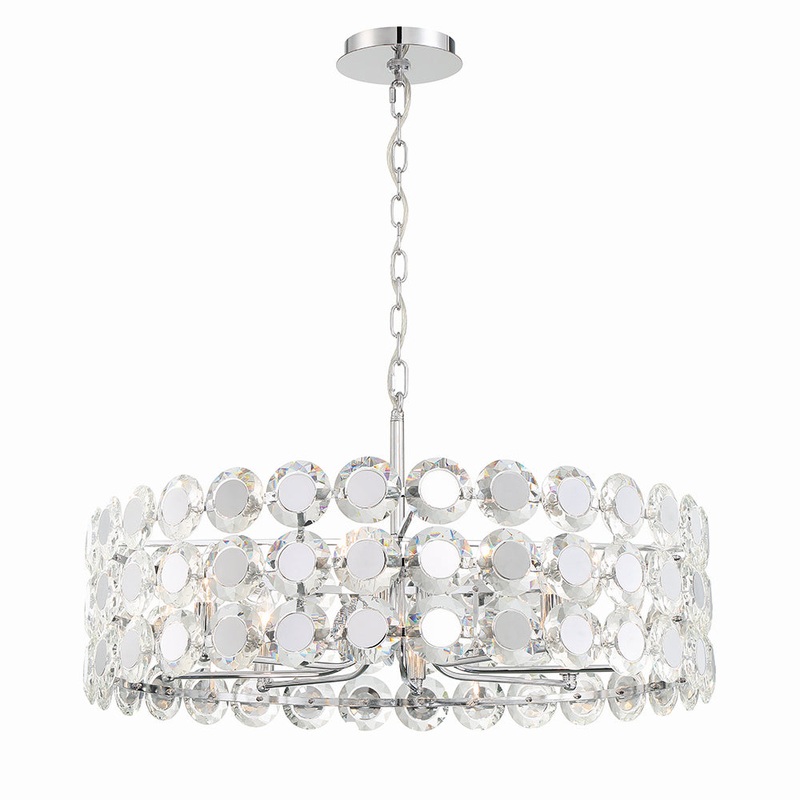 Perrene Eight Light Chandelier in Chrome