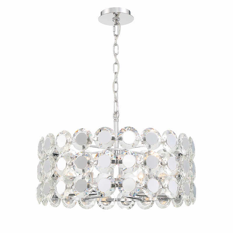 Perrene Six Light Chandelier in Chrome