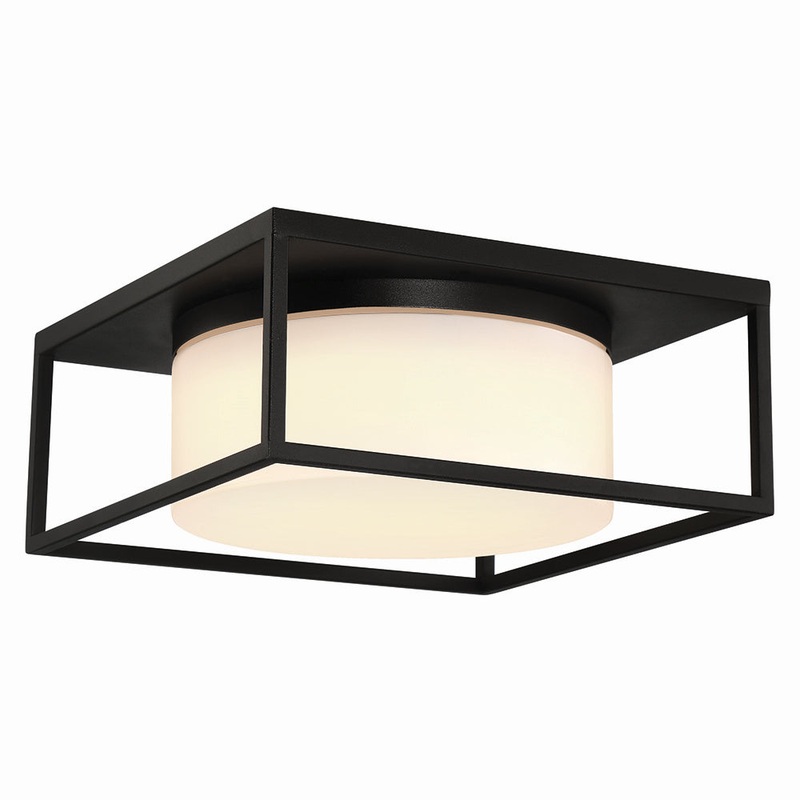 Ren Two Light Outdoor Flushmount in Satin Black
