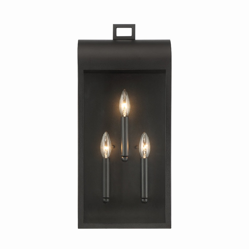 Sawyer Three Light Outdoor Wall Sconce in Satin Black