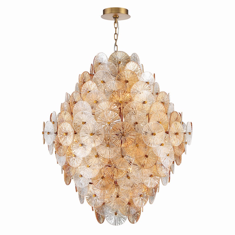 Sue-Anne 27 Light Chandelier in Plated Brass