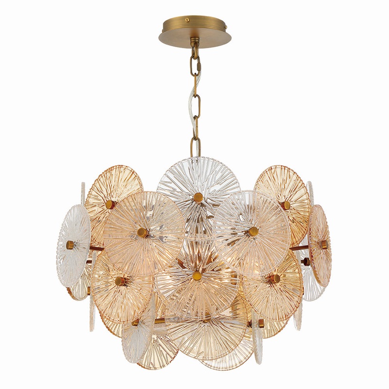 Sue-Anne Six Light Chandelier in Plated Brass