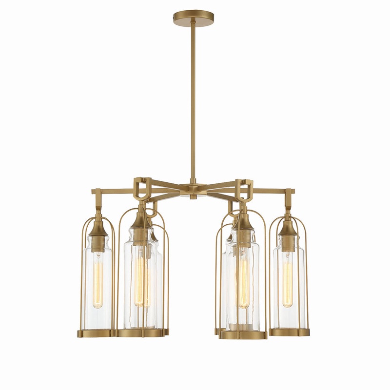 Yasmin Six Light Outdoor Chandelier in Aged gold