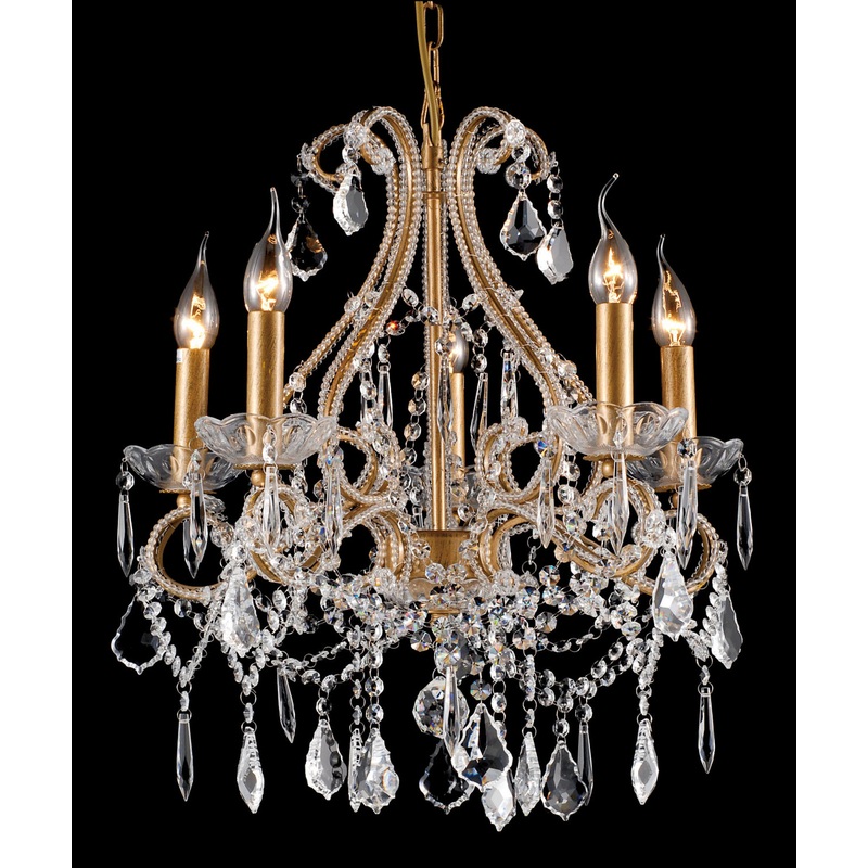 Chandelier Five Light Chandelier in Gold
