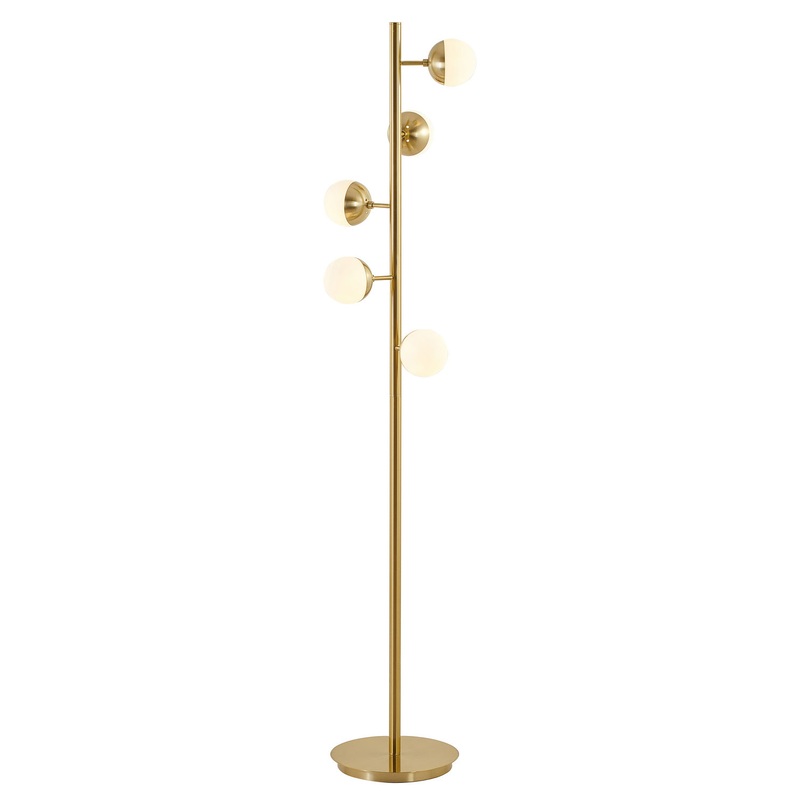 Five Light Floor Lamp in Brass