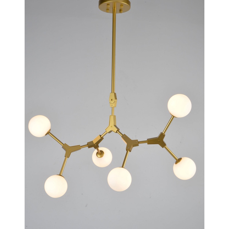Six Light Chandelier in Gold
