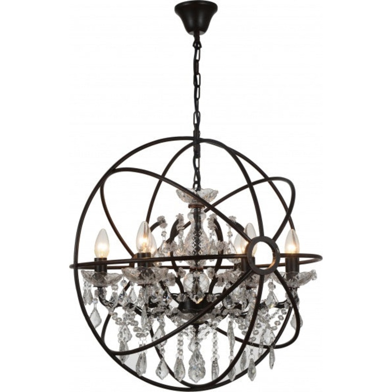 Six Light Chandelier in Rustic Brozne