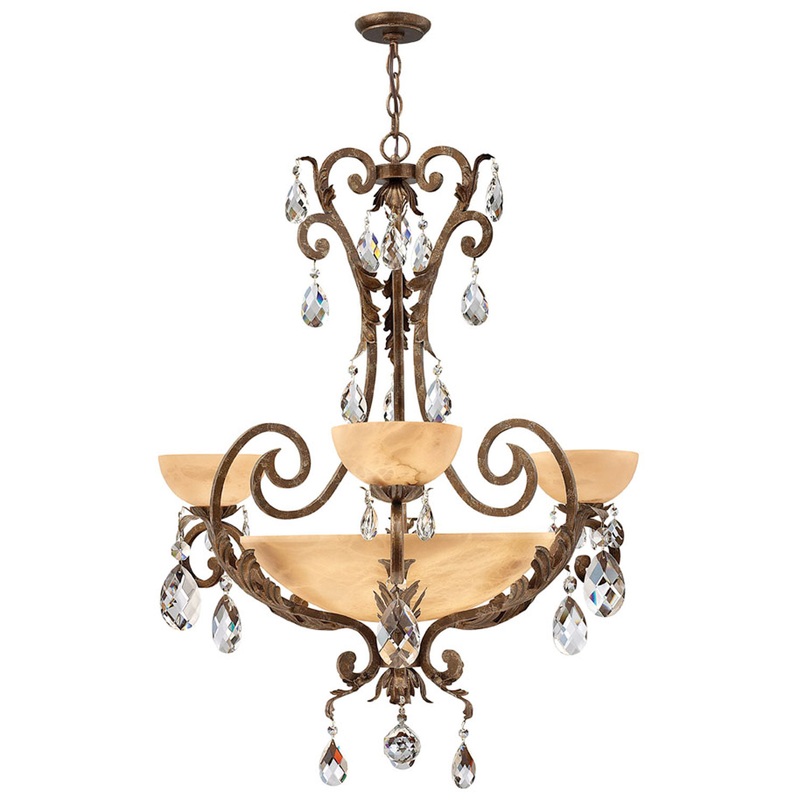 Three Light Chandelier in French Marble by Fredrick Ramond from the Barcelona collection.