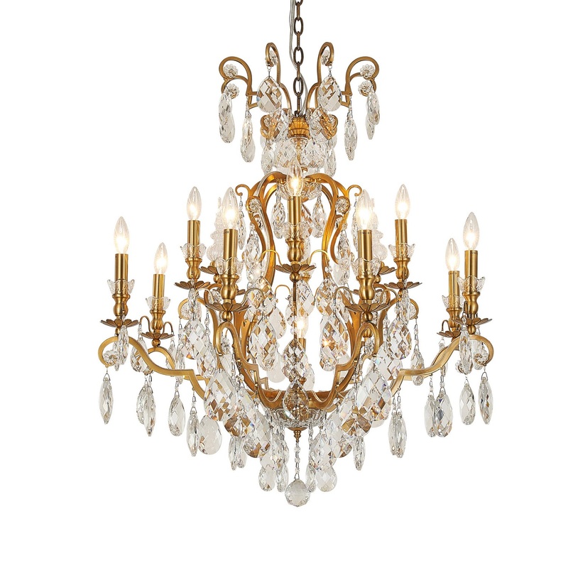 13 Light Chandelier in Antique Brass