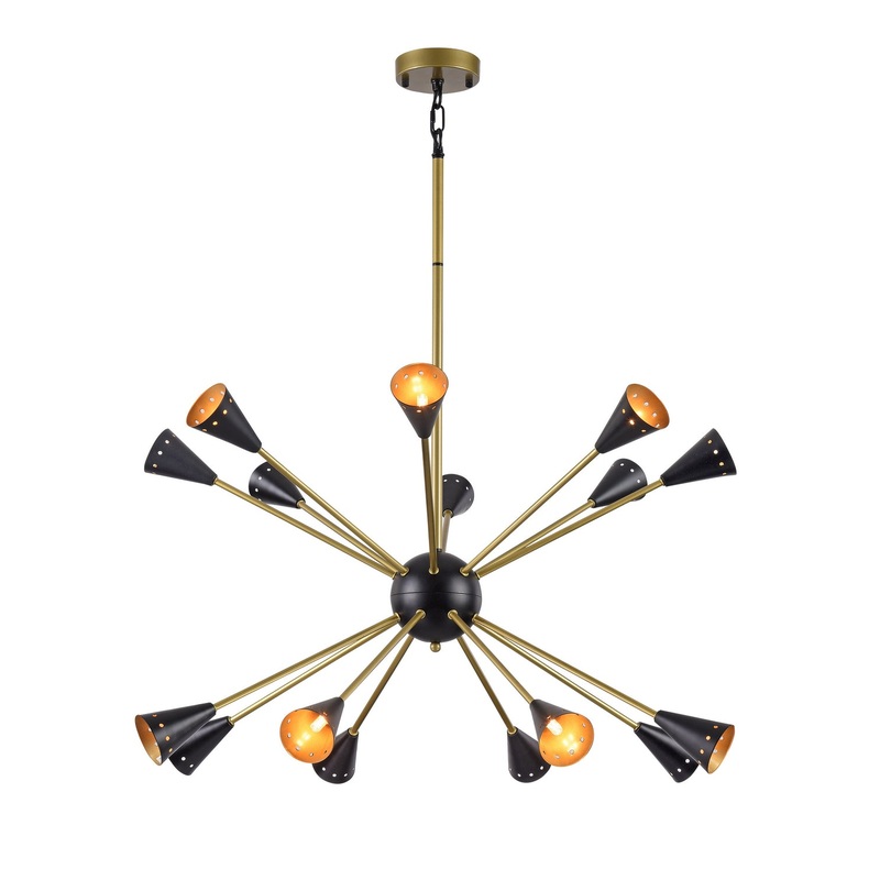 16 Light Chandelier in Matte Black