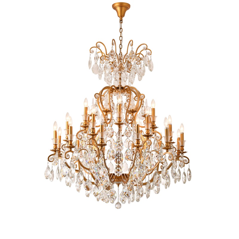 24 Light Chandelier in Metal & Crystal