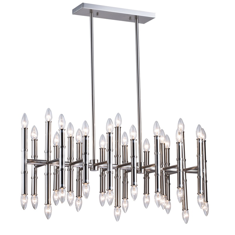 42 Light Chandelier in Satin Nickel