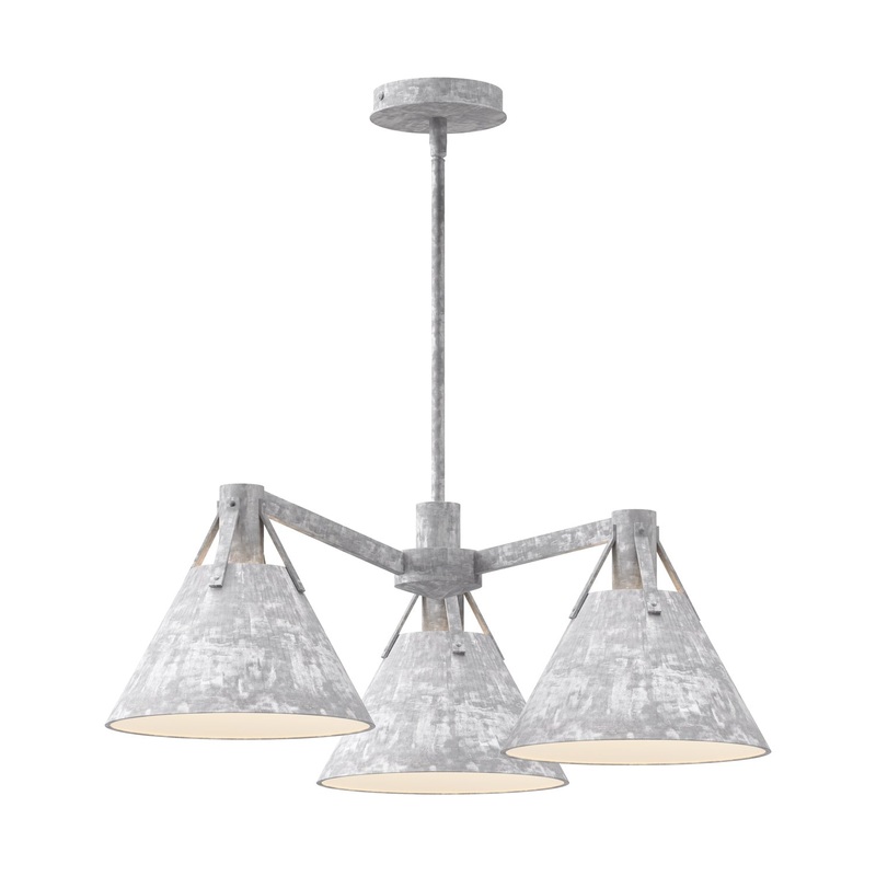 Archer Three Light Chandelier in Steel Shade