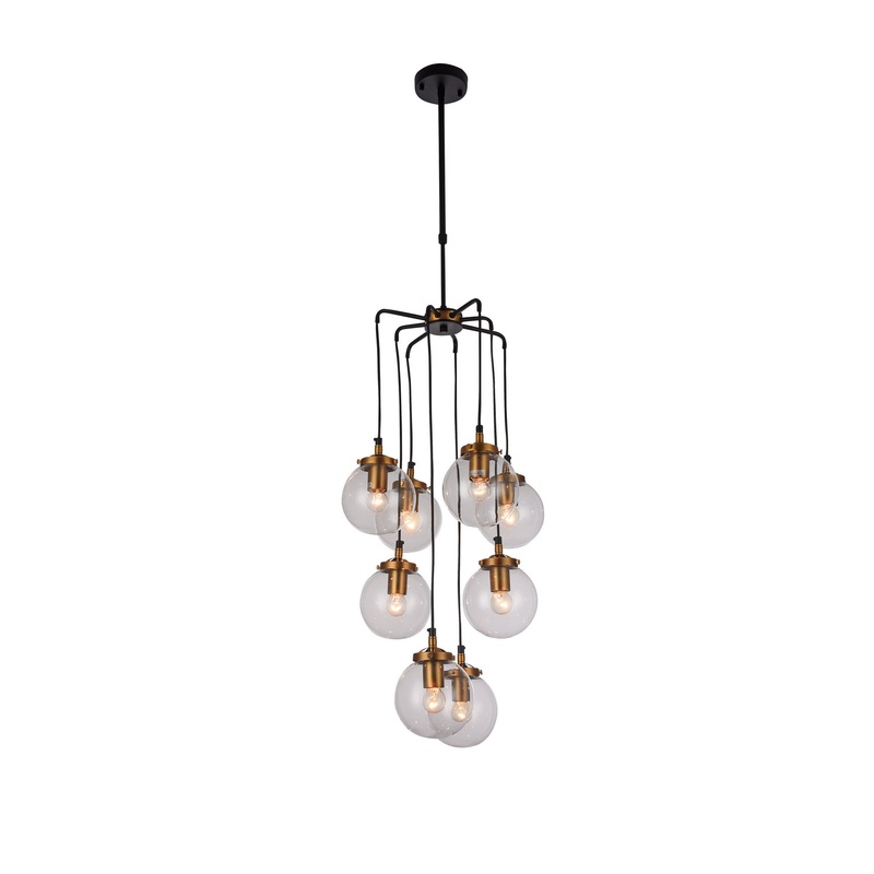 Eight Light Chandelier in Black