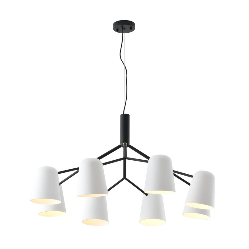 Eight Light Chandelier in Black & White