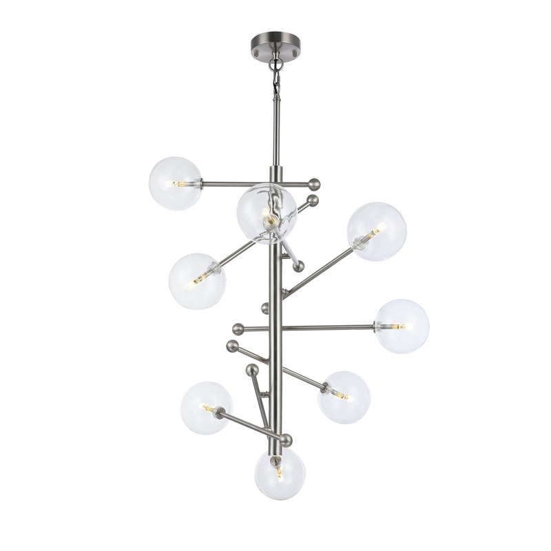 Eight Light Chandelier in Shiny Nickel