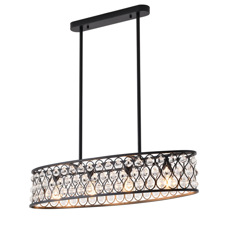 Four Light Chandelier in Black