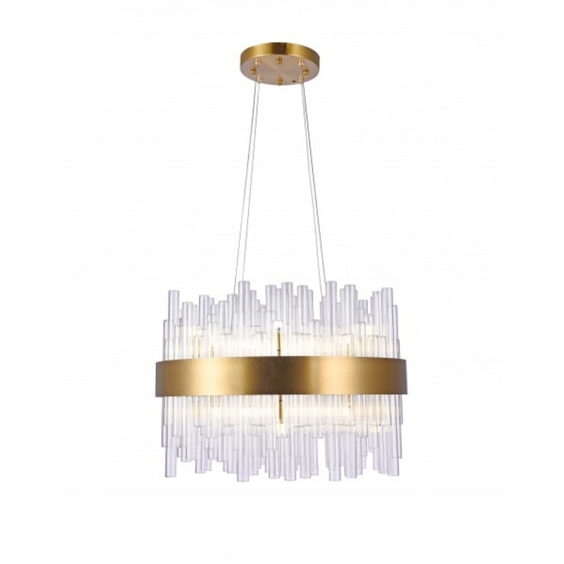 LED Chandelier in Matte Brass