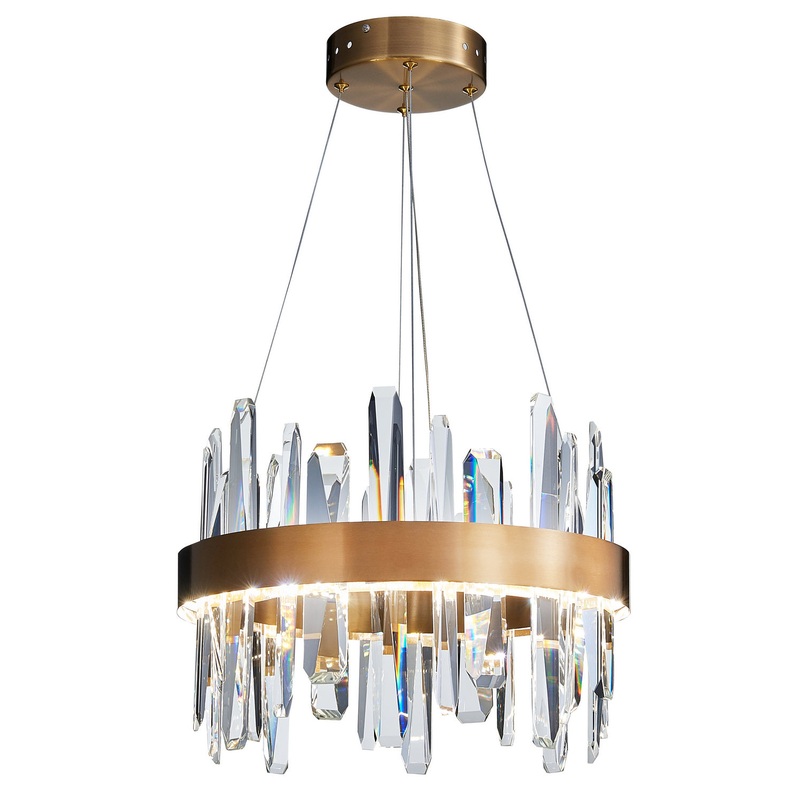 LED Chandelier in Stainless Steel & Crystal