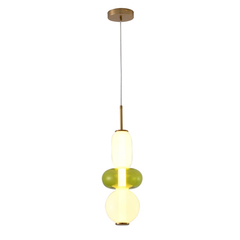 LED Pendant in Gold, White & Green