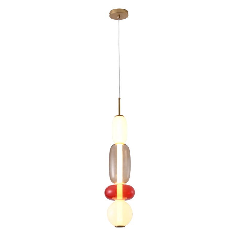 LED Pendant in White, Grey, & Red