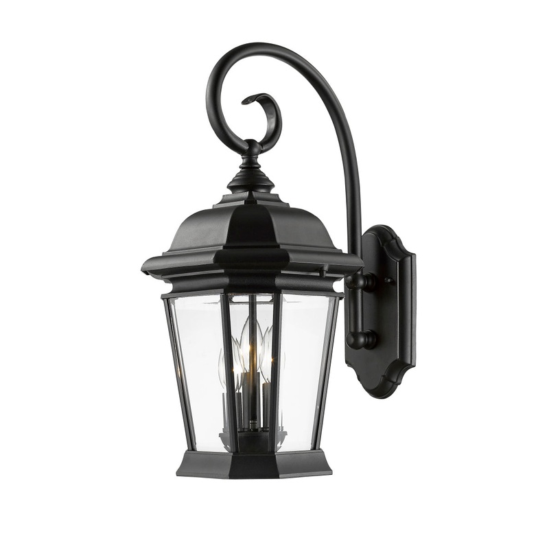 Melbourne Three Light Outdoor Wall Mount in Black