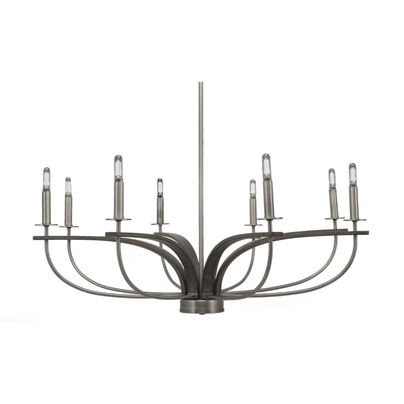 Monterey Eight Light Chandelier in Graphite & Painted Distressed Wood-look Metal