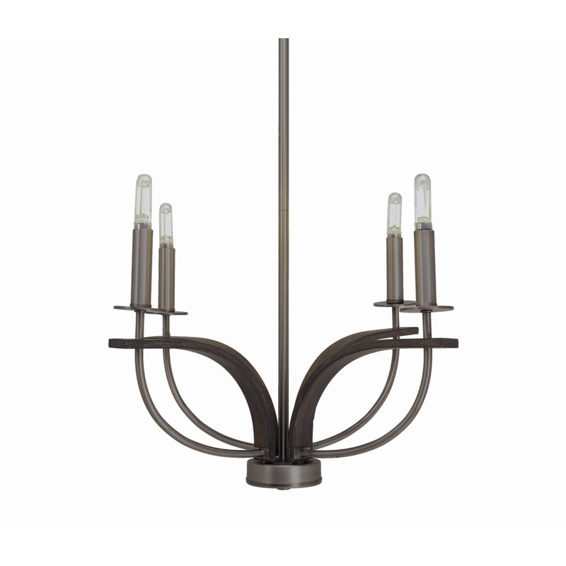 Monterey Four Light Chandelier in Graphite & Painted Distressed Wood-look Metal
