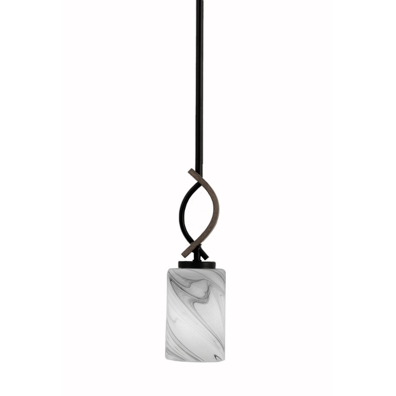 Monterey One Light Mini Pendant in Matte Black & Painted Distressed Wood-look Metal