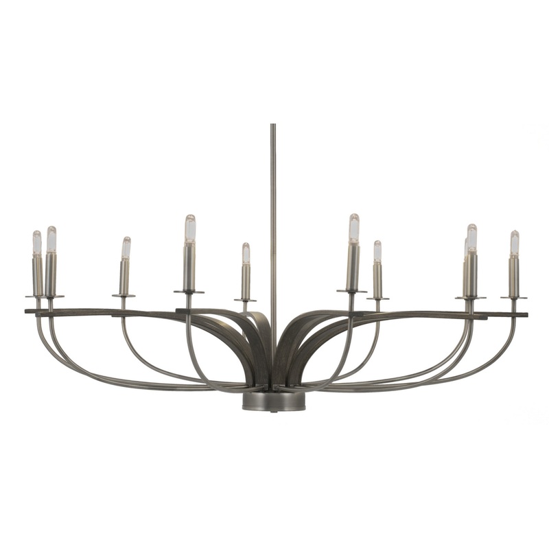Monterey Ten Light Chandelier in Graphite & Painted Distressed Wood-look Metal