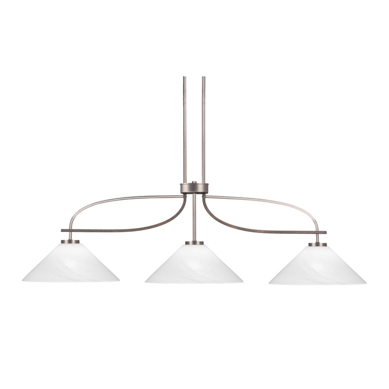 Monterey Three Light Billiard/Island in Graphite & Painted Distressed Wood-look Metal