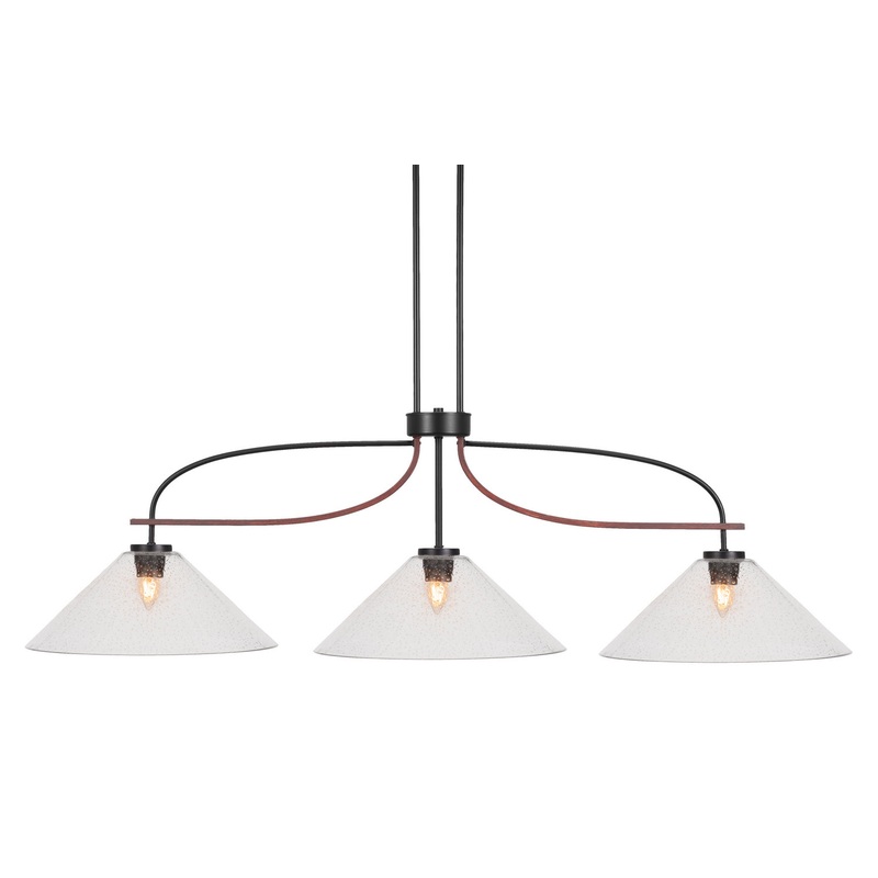 Monterey Three Light Billiard/Island in Matte Black & Painted Wood-look Metal