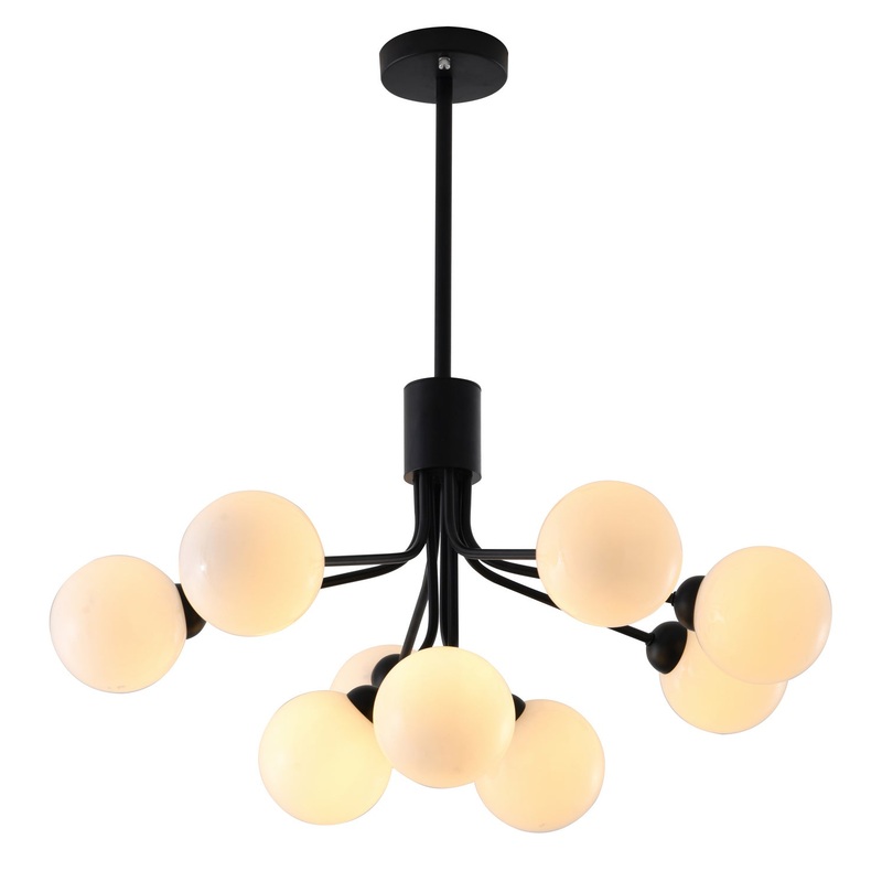 Nine Light Chandelier in Black
