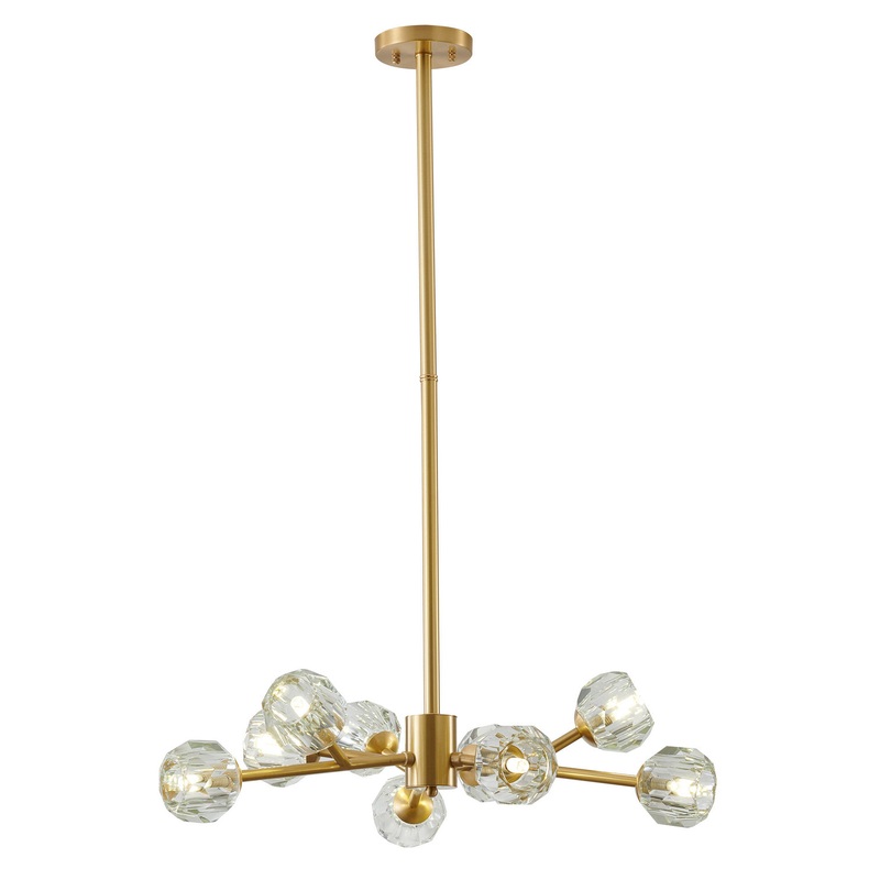 Nine Light Chandelier in Brass