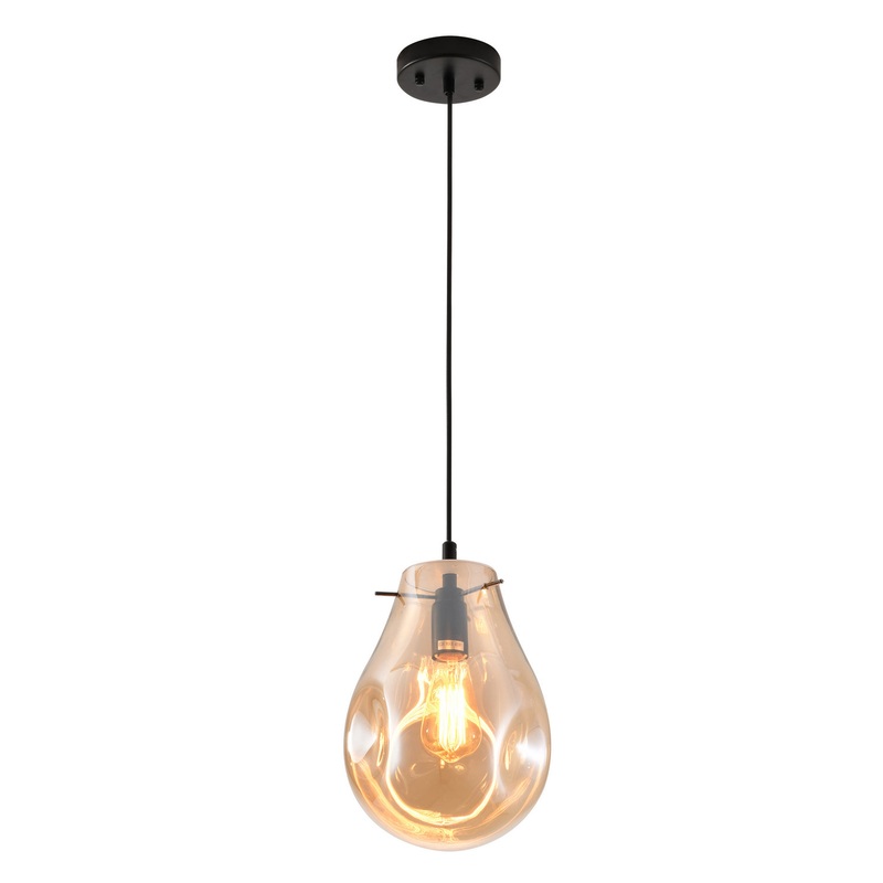 One Light Pendant in Black & Amber